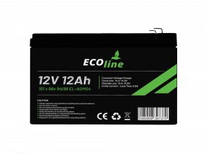 EcoLine - AGM 12V - 12AH VRLA Battery - 151 x 98x 94(98) - Deep Cycle Battery