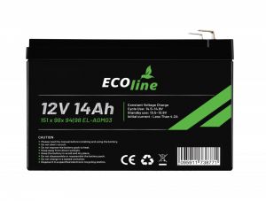 EcoLine - AGM 12V - 14AH VRLA Battery - 151 x 98x 94(98) - Deep Cycle Battery