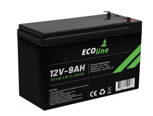 EcoLine - AGM 12V - 9AH VRLA Battery - 151 x 65 x 95 - Deep Cycle Battery