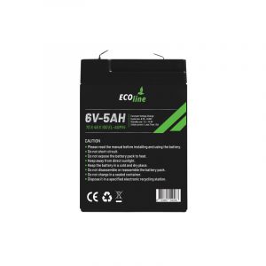 EcoLine - AGM 6V 5AH - 5000mAh VRLA Battery - 70 x 48 x 100 - Deep Cycle Battery