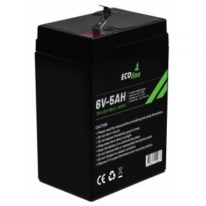 EcoLine - AGM 6V 5AH - 5000mAh VRLA Battery - 70 x 48 x 100 - Deep Cycle Battery