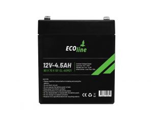 EcoLine - AGM 12V 4.5AH - 4500mAh VRLA Battery - 90 x 70 x 101 - Deep Cycle Battery