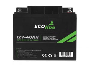 EcoLine - AGM 12V 40AH - 40000mAh VRLA Battery - 197 x 165 x 175 - Deep Cycle Battery
