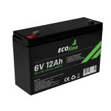 EcoLine - AGM 6V - 12AH VRLA Battery - 151 x 50 x 94 - Deep Cycle Battery